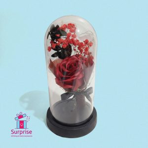 Lighted Glass Crystal Featuring an Artificial Flower - Image 2