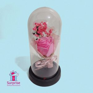 Lighted Glass Crystal Featuring an Artificial Flower - Image 2
