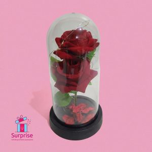 Lighted Glass Crystal Featuring an Artificial Flower - Image 2