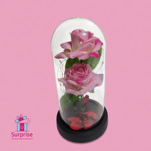 Lighted Glass Crystal Featuring an Artificial Flower - Image 2