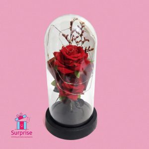 Lighted Glass Crystal Featuring an Artificial Flower - Image 2