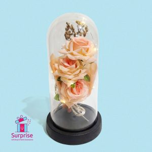 Lighted Glass Crystal Featuring an Artificial Flower - Image 2