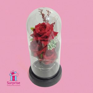 Lighted Glass Crystal Featuring an Artificial Flower - Image 2