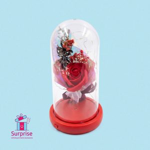 Lighted Glass Crystal Featuring an Artificial Flower - Image 2