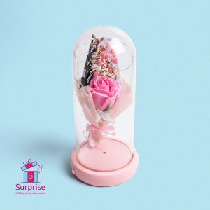 Lighted Glass Crystal Featuring an Artificial Flower - Image 2