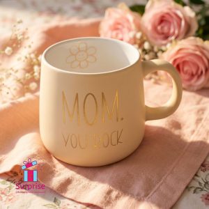 ⁦كوب بورسلين مزين بعبارة “MOM. YOU ROCK”⁩ - الصورة ⁦1⁩