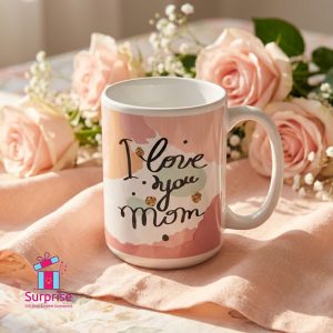 ⁦كوب بورسلين مزين بعبارة “I Love You Mom”⁩ - الصورة ⁦1⁩