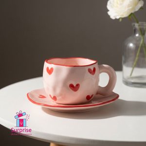 Stylish Porcelain Mug with Matching Plate 300 ML - Image 1