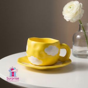 Stylish Porcelain Mug with Matching Plate 300 ML - Image 1