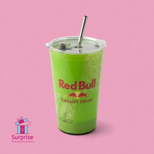 Red Bull Cup With Lid And Metal Straw 450 ML - Image 2