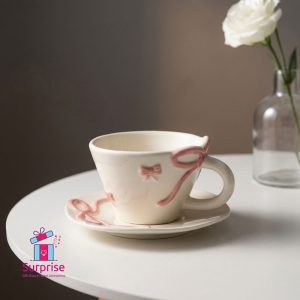 Stylish Porcelain Mug with Matching Plate 300 ML - Image 1