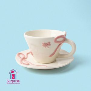 Stylish Porcelain Mug with Matching Plate 300 ML - Image 2