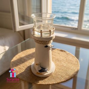 ⁦شمعدان فنار بحري خشبي يدوي⁩ - الصورة ⁦1⁩