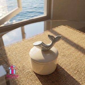 Porcelain Whale Trinket Jar - Image 1