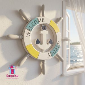 Decorative Nautical Wooden Ship Wheel - Image 1