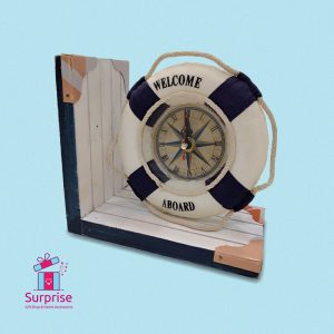 Nautical Lifebuoy Table Clock Bookend Decor - Image 2