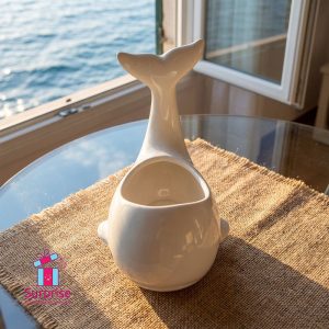 Porcelain Whale Succulent Decor Planter - Image 1