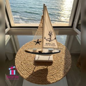 Nautical Wooden Sailboat Decor - Image 1
