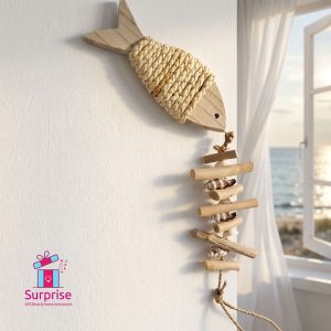 ⁦ديكور جداري من الخشب على شكل سمكة⁩ - الصورة ⁦1⁩