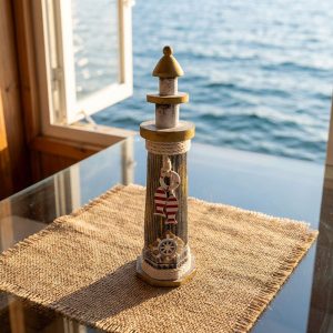 Decorative Wooden Lighthouse - Image 1