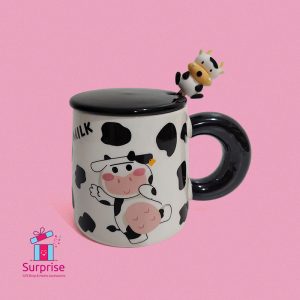 Cow Eid Porcelain Mug With Lid, Metal Spoon & Rubber Head 350 ml - Image 2