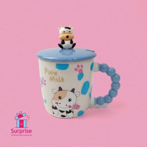 Cow Eid Porcelain Mug With Lid, Metal Spoon & Rubber Head 350 ml - Image 2
