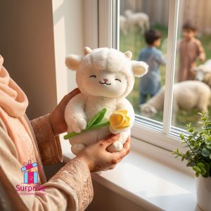 ⁦خروف العيد فرو 23 سم⁩ - الصورة ⁦1⁩