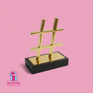 Gold Color Hashtag Statue Decor - Image 2