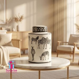 Ceramic Zebra Jar - Image 1
