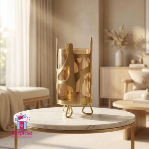 ⁦حامل شموع وفازة هيريكين ذهبي مودرن⁩ - الصورة ⁦1⁩