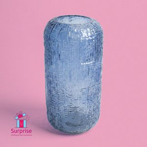 Blue Textured Glass Vase - Image 2