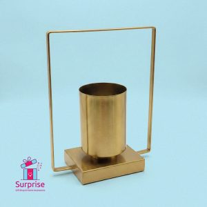 Minimalist Gold Geometric Vase - Image 2