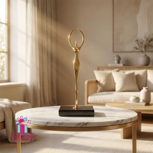 Minimalist Brass Ballerina Statue - Image 1
