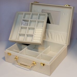 Luxury Woven-Texture Double-Layer Jewelry Organizer Box - Image 3
