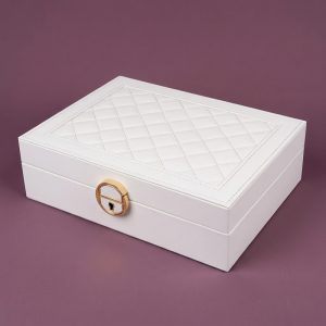 Quilted Leather Jewelry Organizer Box - Image 2