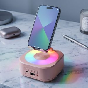 Multifunctional Desktop Speaker & Radio Phone Stand with Colorful RGB Light - Image 1