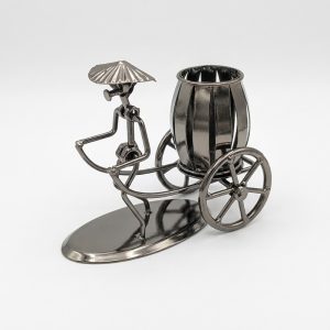Handcrafted Metal Rickshaw Pen Holder - Image 2