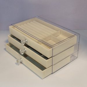 Clear Acrylic 3-Drawer Velvet Jewelry Organizer - Image 2