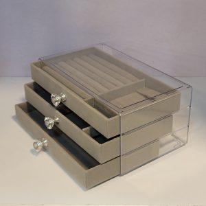 Clear Acrylic 3-Drawer Velvet Jewelry Organizer - Image 2