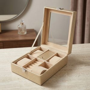 Textured Gold Jewelry Organizer Box - Image 1