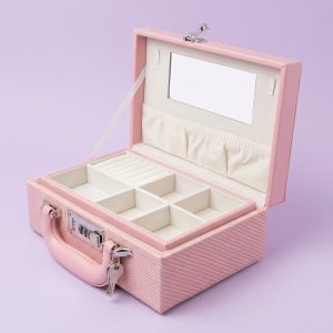 Leather Accessory Bag Combination Lock Two Layers with Built-in Mirror - Image 2