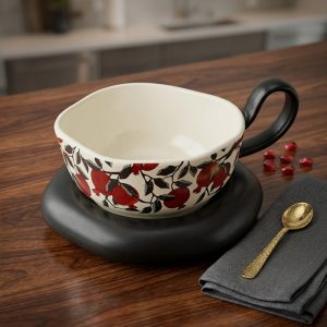 Stylish Porcelain Mug with Matching Plate 300 ML - Image 1