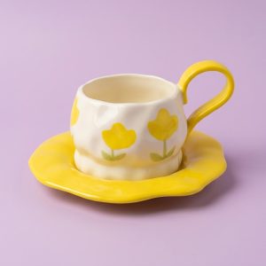 Stylish Porcelain Mug with Matching Plate 350 ML - Image 2
