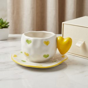 Stylish Porcelain Mug with Matching Plate 350 ML - Image 1