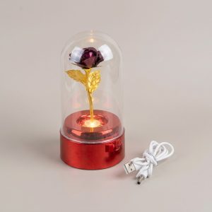 Enchanted Rotating LED Rose Dome - Image 2