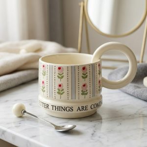Porcelain Mug with Metal Spoon 350 ml - Image 1
