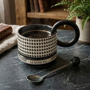 Porcelain Mug with Metal Spoon 350 ml - Image 1