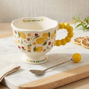 Porcelain Mug with Metal Spoon 350 ml - Image 1