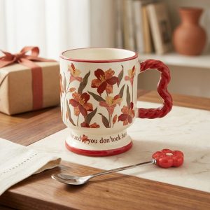 Porcelain Mug with Metal Spoon 400 ml - Image 1
