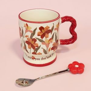 Porcelain Mug with Metal Spoon 400 ml - Image 2